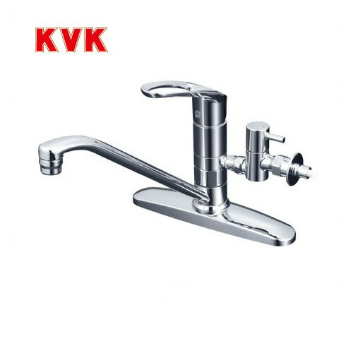 乐天商城 - [KM5091TTU]KVK キッチン水栓 キッチン用水栓 シングルレバー式混合栓 流し台用 分岐止水栓付 とめるぞう付（緊急止水機能付） 泡沫 キッチン用 混合水栓 キッチン 水栓 蛇口 【送料無料】 キッチン水栓金具 ツーホールタイプ 2穴 おしゃれ
