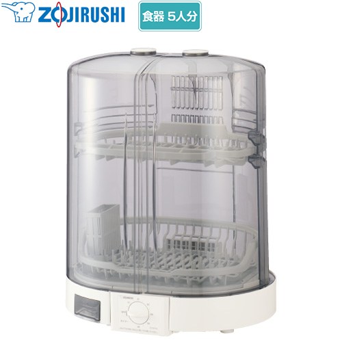 【キーワード】ZOJIRUSHI / 食器乾燥機 /EY-KC50-WA 商品説明シリーズ 食器乾燥器カラー ホワイト仕様・特徴 置き場所に困らない、象印独自のたて型タイプ。省スペース・たて型5人用消費電力：290Wスライド式扉まな板乾燥可能Ag＋抗菌加工（水受け・はし立て）電源コードの長さ：1.8m2段階調節上かご分解式はし立てフックつき高温80℃乾燥サイズ 外形寸法 幅×奥行×高さ（約cm）：40.5×33.5×50.5（とびら開時最大幅41.5）重量 本体質量（約kg）：4.1付属品排水ホース(80cm）1本発売日 2026年6月