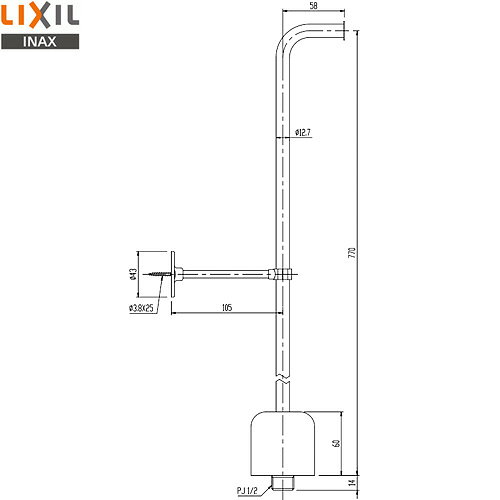 乐天商城 - [CF-480EW] 床給水用水抜き給水管 LIXIL トイレオプション品 【送料無料】