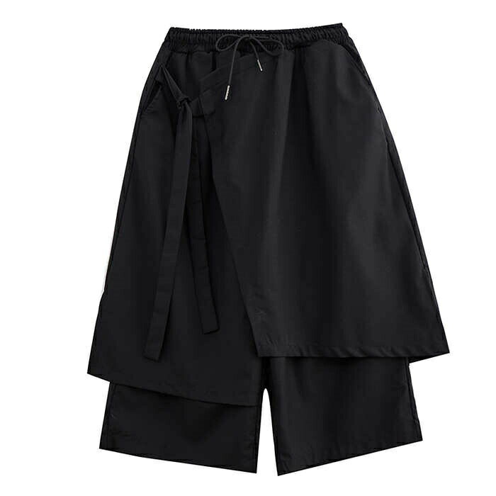 アシンメトリー ワイドパンツ レディース レイヤード 重ね着風 パンツ ボトムス 春...