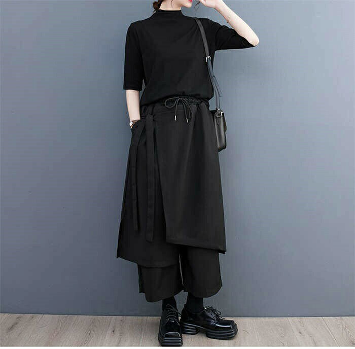 アシンメトリー ワイドパンツ レディース レイヤード 重ね着風 パンツ ボトムス 春...