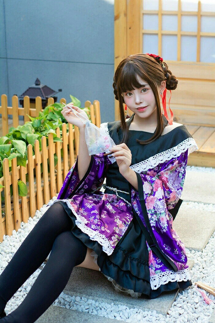佳納 インテリア&オフィスのレディース 和服 着物 セット 和風 振袖 ハロウィン コスプレ 衣装 アニメ cosplay ロリータ 学園祭 演劇 お遊戯会 コスチューム 舞台｜アングル2