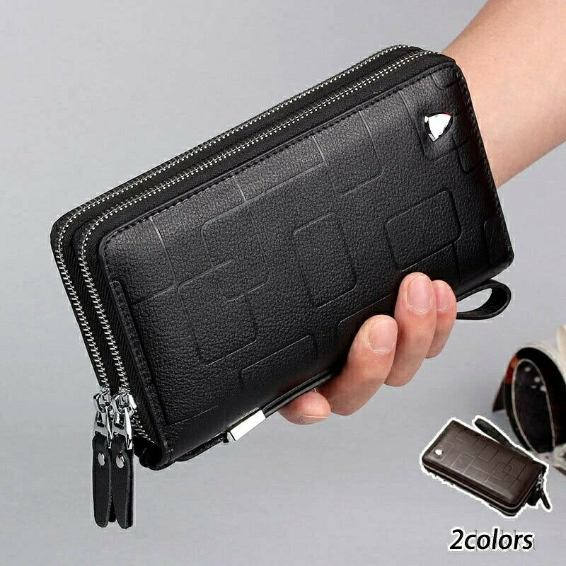B, F, H, P - ウォレット 革製 多機能 ラウンドファスナー 小銭入れ 大容量 スマホバッグ 厚手 財布 二つファスナー 長財布 メンズ サイフ