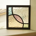 ステンドグラス パネル 住宅用 ひし形向き扇と楕円 淡い色の組み合わせ 12cm×12cm【ステンド 室内窓 壁埋め込み パステルカラー 小窓 明かり採り 新築...