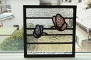 ステンドグラス パネル 住宅用 18cm×18cm 2匹のちょうちょ【ステンド 室内窓 壁埋め込み スクエア 可愛い 小窓 明かり採り 新築 改築 新生活 リフ...