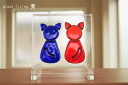 フュージング 住宅用ガラスパネル トイレシリーズ ねこ レッド×ブルー 12cm×12cm 【ステンドグラス工房直販 ドア 扉 明かり採り トイレマーク 小窓 ...