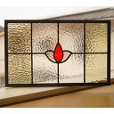 ステンドグラス パネル 住宅用 チューリップ レッド×ピンク 2×4格子 40cm×25cm 【ステンド 室内窓 壁埋め込み スクエア 小窓 アンティークモチー...