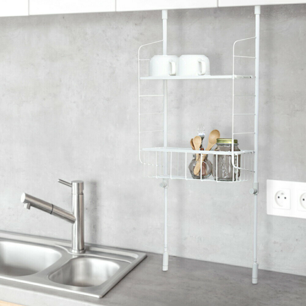 スリムポールラック メッシュセット M バスケット 1個 メッシュ 棚 | 収納 つっぱり ラック キッチン 突っ張り キッチングッズ キッチン収納 キッチンラック つっぱり棚 収納ラック キッチン収納棚 調味料 省