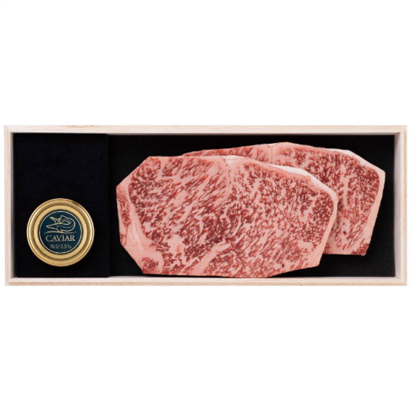 お歳暮 ギフト 2025 御歳暮 蝶鮫屋 新見フレッシュキャビアと千屋牛サーロインステーキ