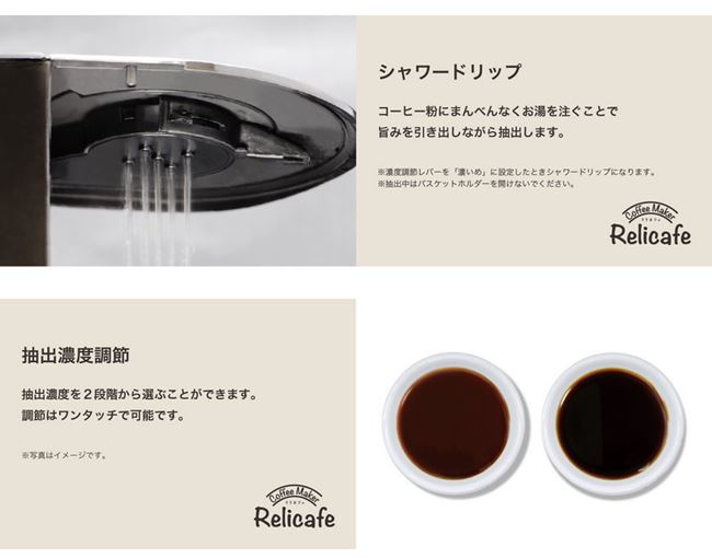 コーヒーメーカー コンパクト 1杯?4杯用 シャワードリップ 抽出濃度調節 保温機能 メッシュフィルター 3