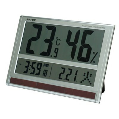 電波時計 エンペックス ジャンボソーラー温湿度計 TD-8170 超大型液晶 太陽電池 電波時計 温度計 湿度計 電波時計 カレンダー ソーラー電池 温湿度計