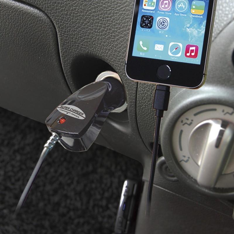 車載用充電器 iPhone iPad シガーソケット DC充電器 1A 120cm Lightning ライトニングケーブル