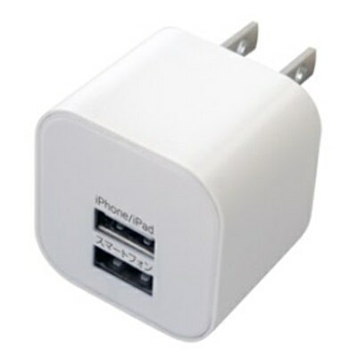 充電器 USB2ポート2.4A ホワイト カシムラ AJ-464(2ポート/充電/USB/スマートフォン/スマホ/タブレット/海外/旅行/iPhone/iPad)