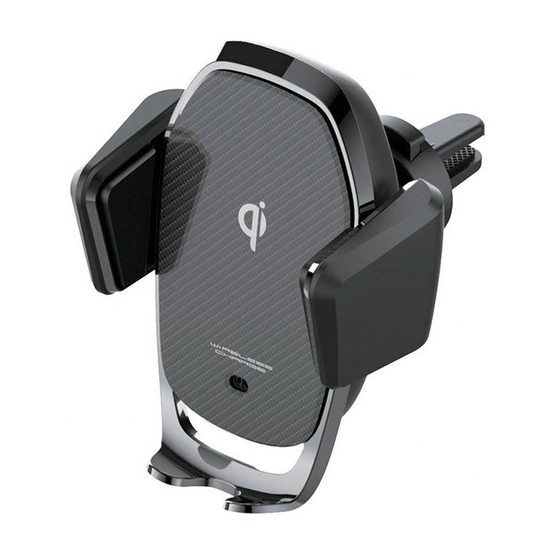 ワイヤレス充電スマホホルダー Qi 自動開閉 手帳型対応 キャパシタ付き エアコン送風口取り付け