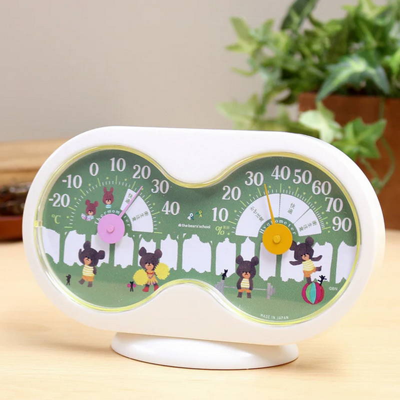 温湿度計 アナログ 温度計 湿度計 置き掛け EMPEX くまのがっこう温・湿度計（楕円二連型） TM-2789 日本製