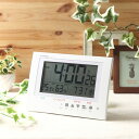 掛け時計 置き時計 電波時計 デジタル 置き掛け兼用 温湿度計 カレンダー表示 幅24.5cm