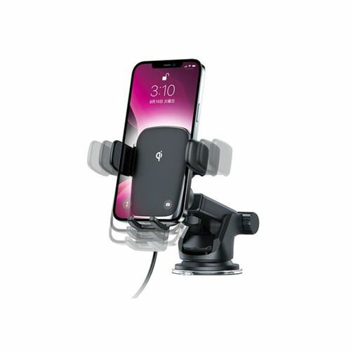 ワイヤレス充電器 車 車載用 ホルダー スマホ iPhone Qi自動検知 電動ホルダー キャパシタ付き 吸盤取付