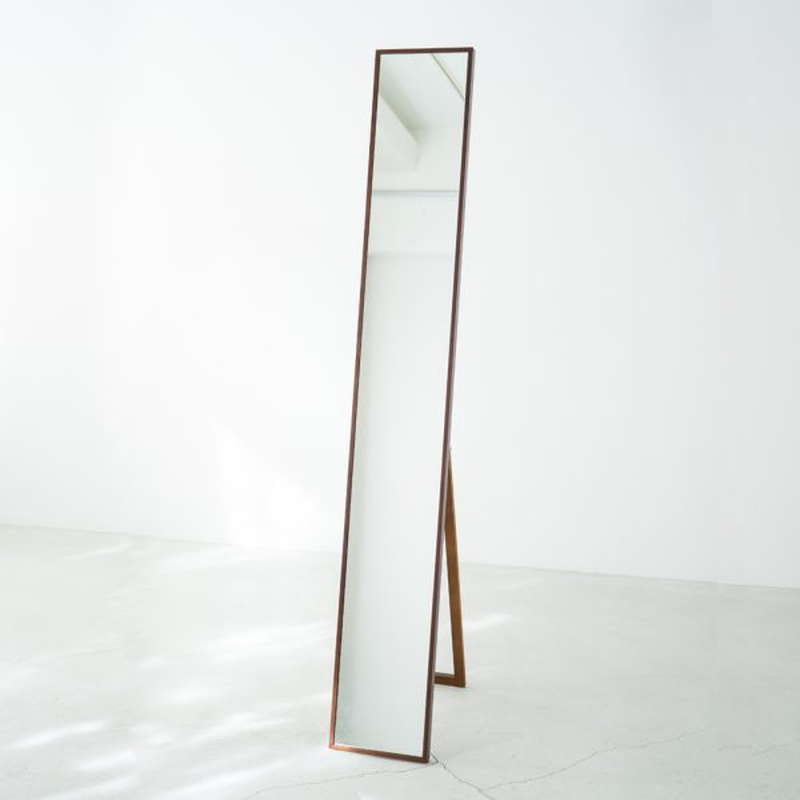 スタンドミラー 全身鏡 姿見 高級 木製フレーム ツガ材 無垢材 細枠 フラット 幅22×高さ153cm 日本製