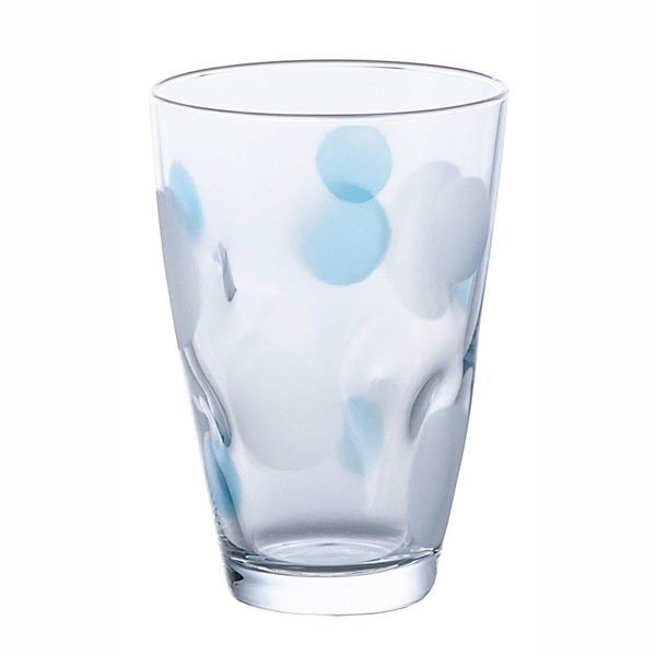 グラス コップ 麦茶コップ 水玉グラス ブルー ガラス製 タンブラー 300ml 3個セット 日本製 1