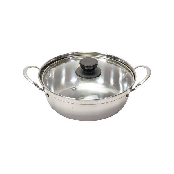 卓上鍋 鍋物用鍋 両手鍋 18cm ステンレス製 ガラス蓋付き 1人～2人用 ガス火 IH対応 オール熱源タイプ