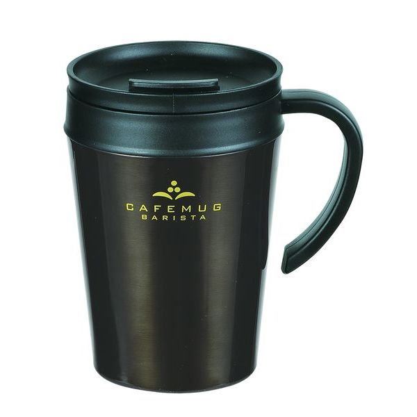 蓋付きマグカップ コーヒーボトル 400ml カフェマグバリスタ 真空蓋付マグカップ ブラック