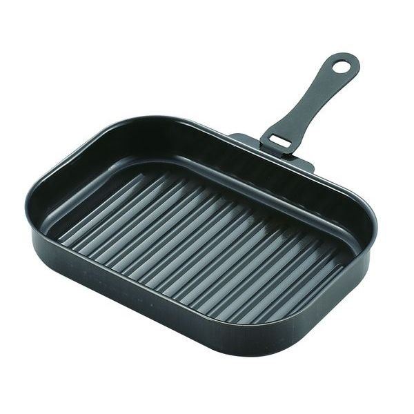 鉄製グリルパン 角型フライパン ガス火 IH対応 魚焼きグリル対応 ハンドル付き