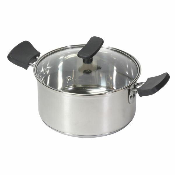 両手鍋 18cm ガラス蓋付き ガス火 IH対応 チーノ ステンレス製3層底 両手鍋 鍋の深さ94mm