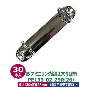 B7縦ミニリング金具【PE133-02-25R(26)】【サイズ 長さ130mm ×背幅26mm　2穴】【材質：鉄 】30本入1袋
