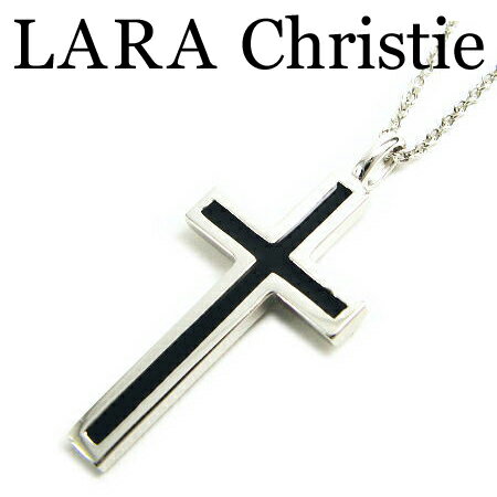 ララクリスティー LARA Christie ララクリスティー レールクロスネックレス ブラック メンズ ネックレス シルバー925 エナメル P3190-B