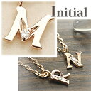 イニシャル ネックレス ブロック体 M ダイヤモンド 10金 ゴールド K10