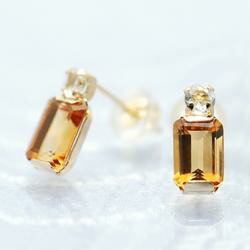 【メトーポン】　レディスピアス　ホワイトトパーズ　シトリン　18金イエローゴールド