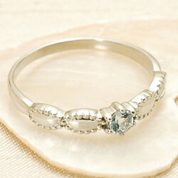 レディースリングアクアマリン10金...
