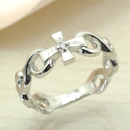 レディース ピンキーリング ダイヤモンド 10金ホワイトゴールド K10WG