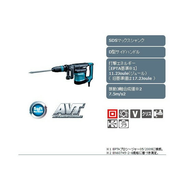 (マキタ) 電動ハンマ 低振動 ハイパワーD型サイドハンドル SDSマックスシャンク HM1111C