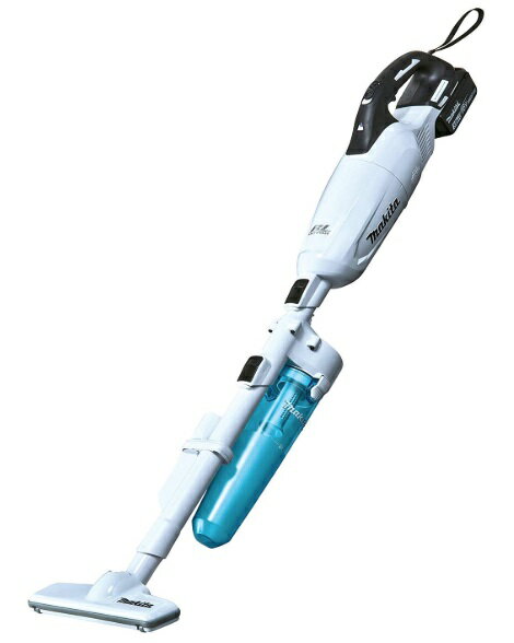 マキタ makita 充電式クリーナー 「カプセル式集じん」&「スライド+トリガスイッチ」式 ※販売はタイトルの商品です。マキタ makita 充電式クリーナー 「カプセル式集じん」&「スライド+トリガスイッチ」式 ※販売はタイトルの商品です。 ■「業界初」ブラシレスモータ採用 ■低騒音＆低振動 排気口の穴あき吸音スポンジで騒音低減。 モータ部のエラストマ一体モータケースで振動低減。 長時間の清掃作業でも快適 ■スライド＋トリガスイッチ こまめにON/OFFしたい時はトリガスイッチ、 連続運転したい時はスライドスイッチと使い分けが可能。 スライドスイッチをONにすれば連動して トリガスイッチは引かれた状態に。 ■ゴミ捨て簡単カプセル集じん カプセルをひねってはずすだけで簡単です。 ■「本体内部へのゴミ侵入を防止」誤取付防止構造 カプセル内部にリブを設け フィルタをしっかり押さえながらカプセルを固定。 ■パイプロックボタン パイプを確実に固定でき、取り外しもボタンを押すだけ。 パイプ先端も斜めカットされており、そのまま掃除可能。 ■さらにクリーンな排気を実現させるNEWアクセサリー！ ・ロック付サイクロンアタッチメント A-68856（FDFCW標準付属品） ゴミ捨て簡単。 サイクロンで細かなゴミを遠心分離 ゴミ捨て頻度約1/6 ■その他特長 ・バッテリ切れお知らせ機能付、高輝度LEDライト ・高機能フィルタEX付 ※販売はタイトルの商品です。