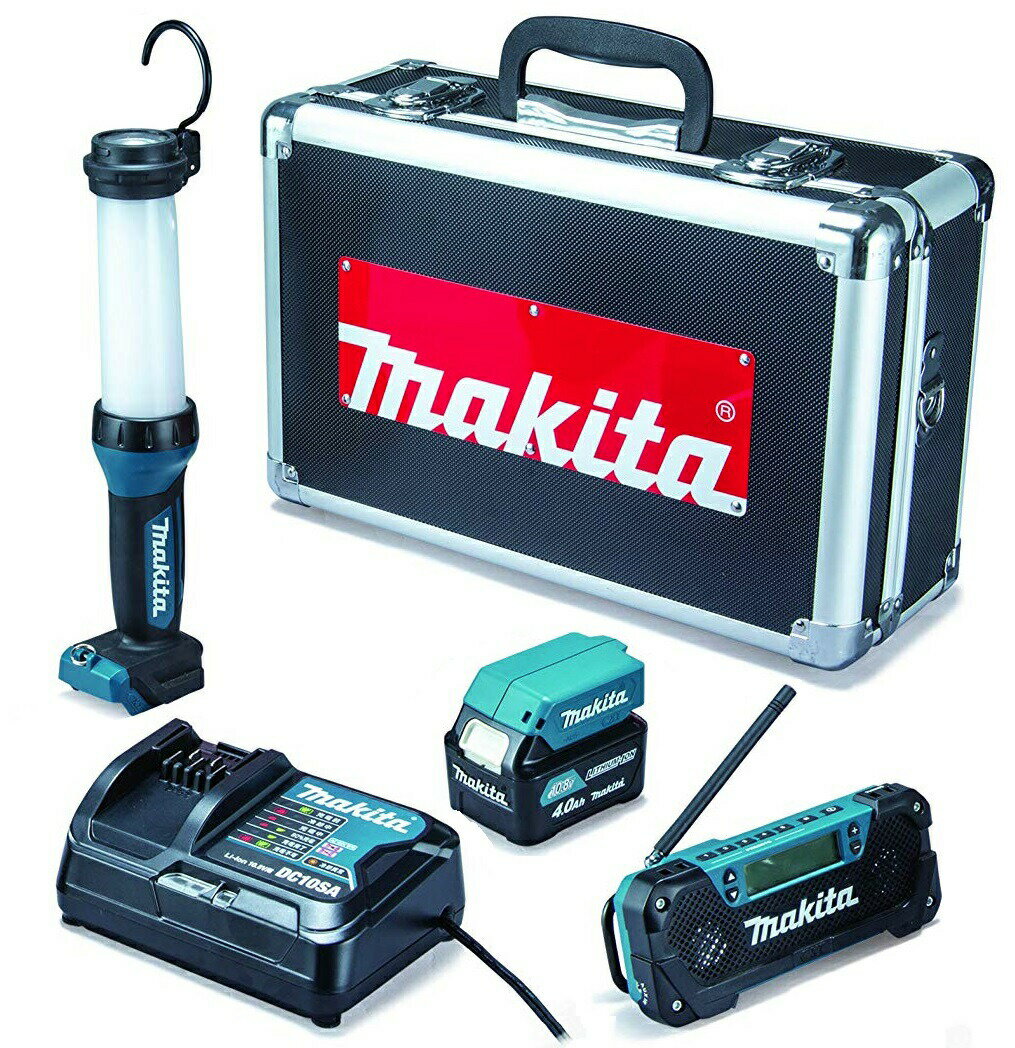 (マキタ) 防災用コンボキット CK1008 充電式LEDライトML104・充電式ラジオMR052・USBアダプタADP08・バッテリBL1040B・充電器DC10SA・専用アルミケース makita