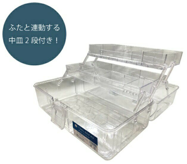 ネオスター 透明ツールケース 中皿2段 NS-TBPC-03 ふたと連動する中皿2段付 外寸サイズW325xD190xH160mm ポリカーボネート製 TOOL BOX