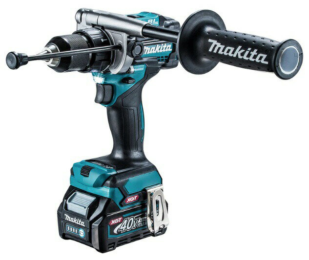 マキタ makita 充電式震動ドライバドリル HP001GRDX バッテリBL4025×2本・充電器DC40RA・ケース付 88381892186 ■高負荷作業も高速 ■座掘り穴あけ（高速モード） ■サイディング 穴あけスピード 約20%アップ マルチサイディングコアφ200mm サイディングボード 穴あけ （マキタ社18V機比） ■石工穴あけ 最大穴あけ能力φ20mm(コンクリート、ブロック) ■ハイパワーブラシレスモータ搭載 最大トルク150N・m※剛性体締付トルク ■コントローラ制御　電子クラッチ41段 ■短くなったボディ＆サイドグリップで使いやすい ■振り回され低減 センサーが振り回されを感知し「モータを自動停止」 ■突然の雨から本機を守る防水保護等級 「IPX6」 ※IP表示をしている製品は水による影響を受けにくいように設計されていますが、故障しないことを保証するものではありません。 ■「アプト」防滴・防じん 本製品は水や粉じんに対する影響が抑えられる様に設計されていますが、 水や粉じんによって故障しないことを保証するものではありません。 ■その他特長 ・高速・低速2スピード ・高輝度LEDライト（2灯式） ・無段変速 ・正逆転両用 ・ブレーキ付マキタ makita 充電式震動ドライバドリル HP001G ※販売はタイトルの商品です。