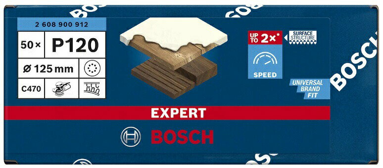 (ボッシュ) EXPERT サンディングペーパー 50枚入 2608900912 粒度#120 ランダムアクションサンダー125mmφ用ペーパー BOSCH