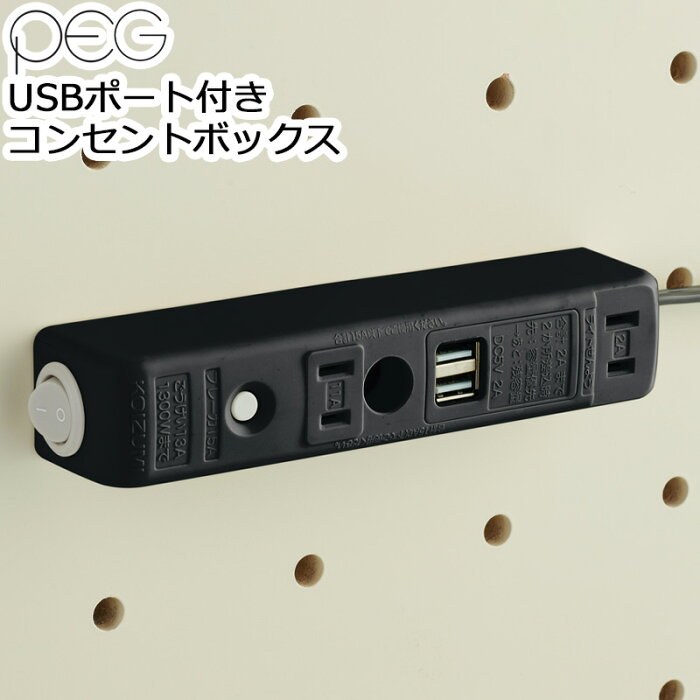 【10%オフクーポン配布中】コイズミ ペグ PEG 2023年 USBポート付きコンセントボックス コーディネート 学習机 学習デスク 子供部屋 壁面 システムベッド SW-16K