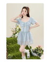 \~ 送料無料 ~/水着 レディース 可愛い ワンピース 韓国 パッド付き 体型カバー リゾート 服みたい 半袖 お洒落 透け感 オールインワン 水陸両用 パッ...