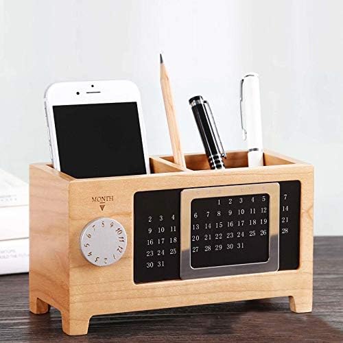 \~ 送料無料 ~/【木製 多機能 便利 丈夫 大容量】ペン立て 万年カレンダー付 カレンダーペンホルダー 名刺 ペン 定規 整理整頓 小物収納 ペンスタンド ...