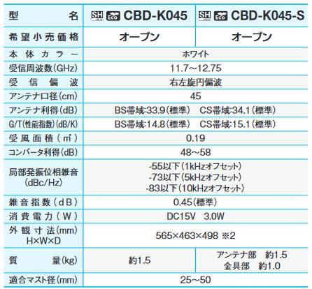 サン電子　CBD-K045　BS・110度CSアンテナ 45cm型【4K8K対応】　Σ[Z]