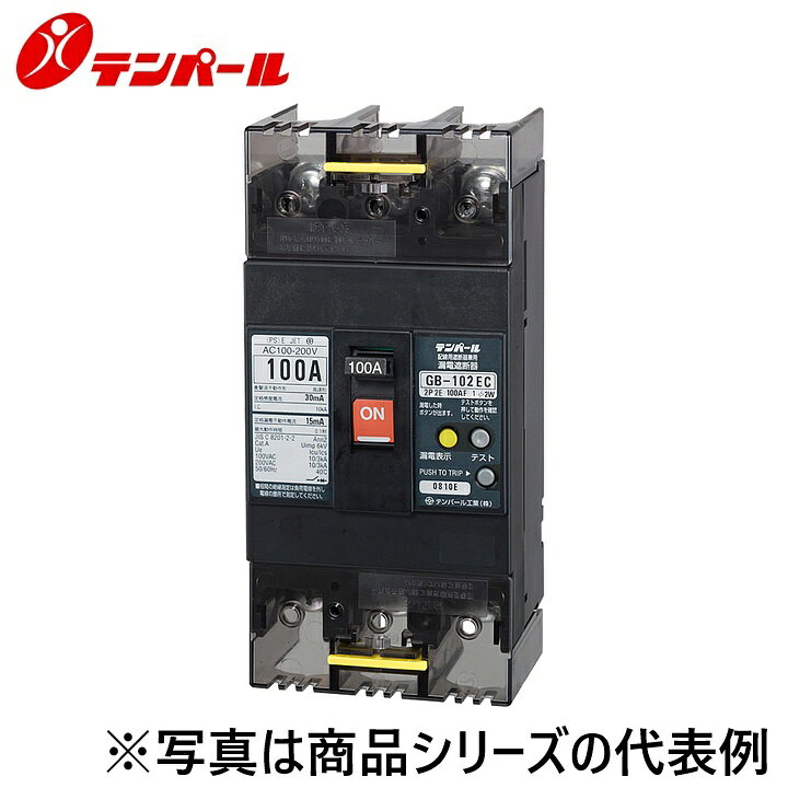 テンパール工業　102EC06100DTB[GB-102EC 60A 100mA]　漏電遮断器【経済タイプ】【補助スイッチ+警報スイッチ】 端子台　Ψ