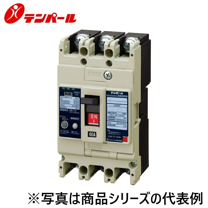 テンパール工業　63FKC6030FPTB[GB-63FKC 60A 30mA]　漏電遮断器 Fシリーズ【高遮断容量】【埋込型】【警報スイッチ】 端子台　Ψ