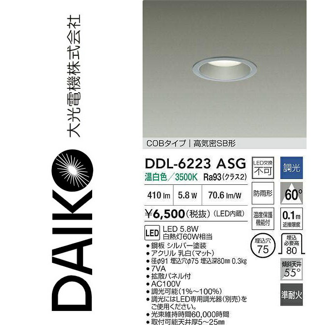 大光電機　DDL-6223ASG　LEDダウンライト　Σ