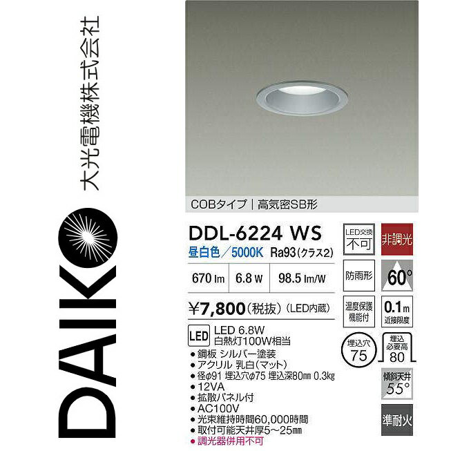乐天商城 - 大光電機　DDL-6224WS　LEDダウンライト　Σ