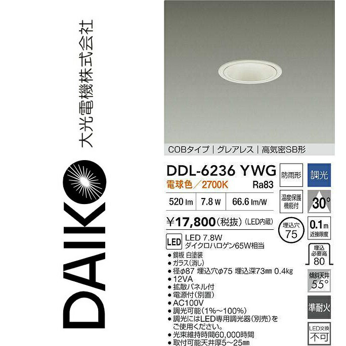 樂天商城 - 大光電機　DDL-6236YWG　LEDダウンライト　Σ