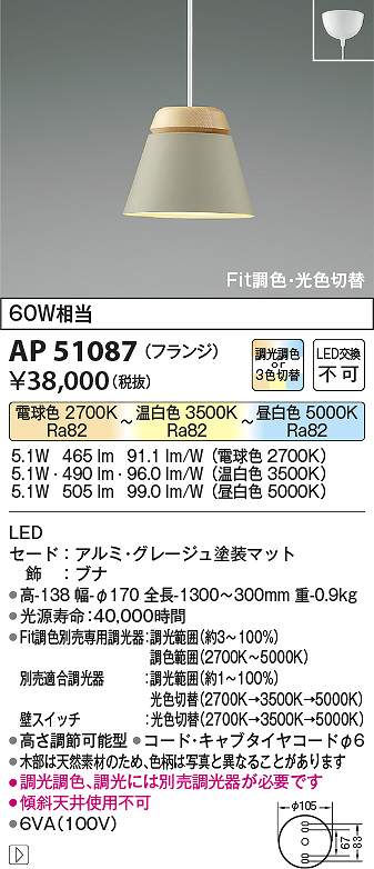 コイズミ照明 AP51087 LEDペンダント Σ