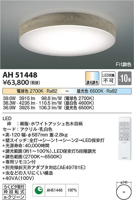 コイズミ照明　AH51448　LEDシーリング Σ